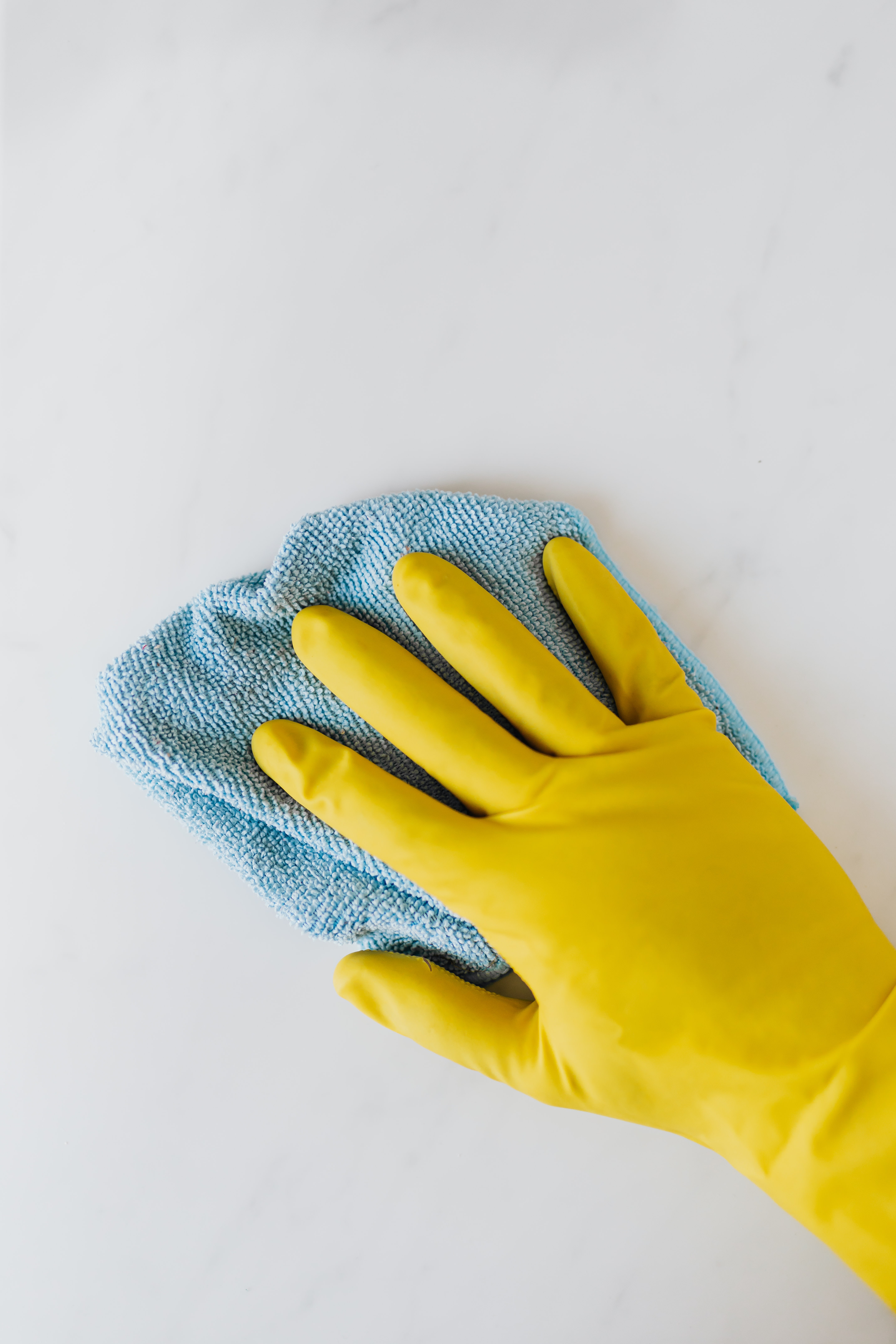 gloved hand cleaning