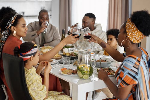 family at dining table